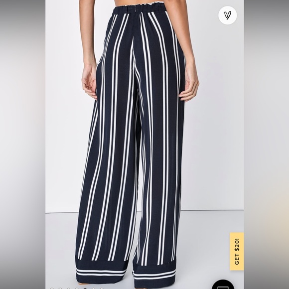 New w/o tags. Lulu’s Coastal Living Blue/White Striped 2 Piece Jumpsuit. - Picture 4 of 8